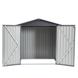 6x4x6ft Hardin Metal Storage Shed Mga Tool sa Panlabas na Pag-iimbak ng Rainproof Hinge Door Version Grey White