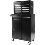 Rolling Garage Workshop Organizer Detachable 5 Drawer Tool Chest with Large Storage Cabinet and Adjustable Shelf Black