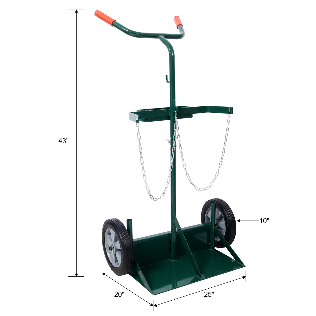 440lbs Capacity Cylinder Cart Welding Hand Truck Large Dual Oxygen Tank Dolly With 10-Inch Solid Rubber Wheels