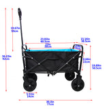 Mini Folding Wagon Garden Shopping Beach Cart Black Blue