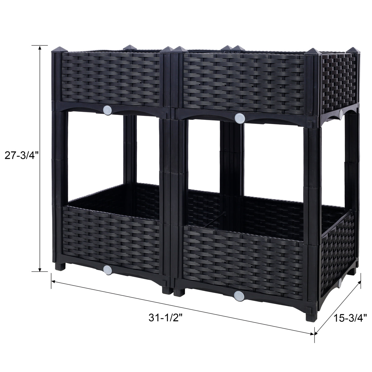 31,5" x 15,7" x 27,7" Korotettu istutuslaatikko, jossa viemäritulppa, korotetut vuodepaikat vihannesten/kukkien/yrttien ulkona seisoville puutarhanhoitosarjalle - musta