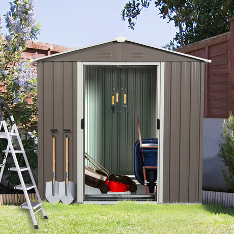 6ft x 5ft Outdoor Metal Storage Shed Gray