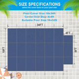 Pool Safety Cover Fits 16x32ft Rectangular Inground Winter Swimming Pools with 4x8ft Center End Step Triple Stitched High Strength Mesh PP Great Rain Permeability Installation Hardware--Blue Mesh