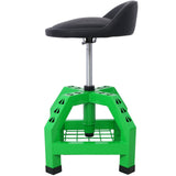 Pneumatic 360 Degree Swivel Stool Mechanics Rolling Creeper Seat Heavy Duty Rolling Shop with Casters Green