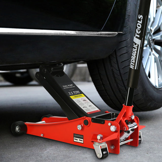 2.5 Ton Low Profile Floor Jack Steel Racing with Dual Pistons Quick Lift Pump Lifting Range 3.5"-19.5"