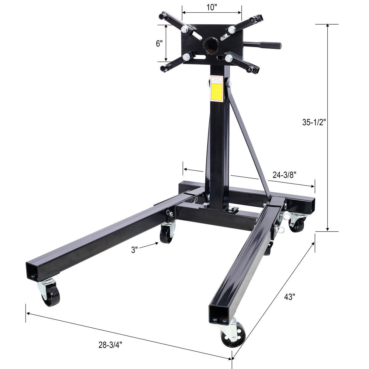 Folding Engine Stand 2000 LBS Capacity Motor Hoist 360 Degree Adjustable Mounting Head Dolly Mover Auto Repair Rebuild Jack--Black