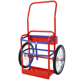 Malaking Dual Oxygen Tank Cart Dolly Double Cylinder 20" Pneumatic Wheels May kasamang dalawang Fastening Belt