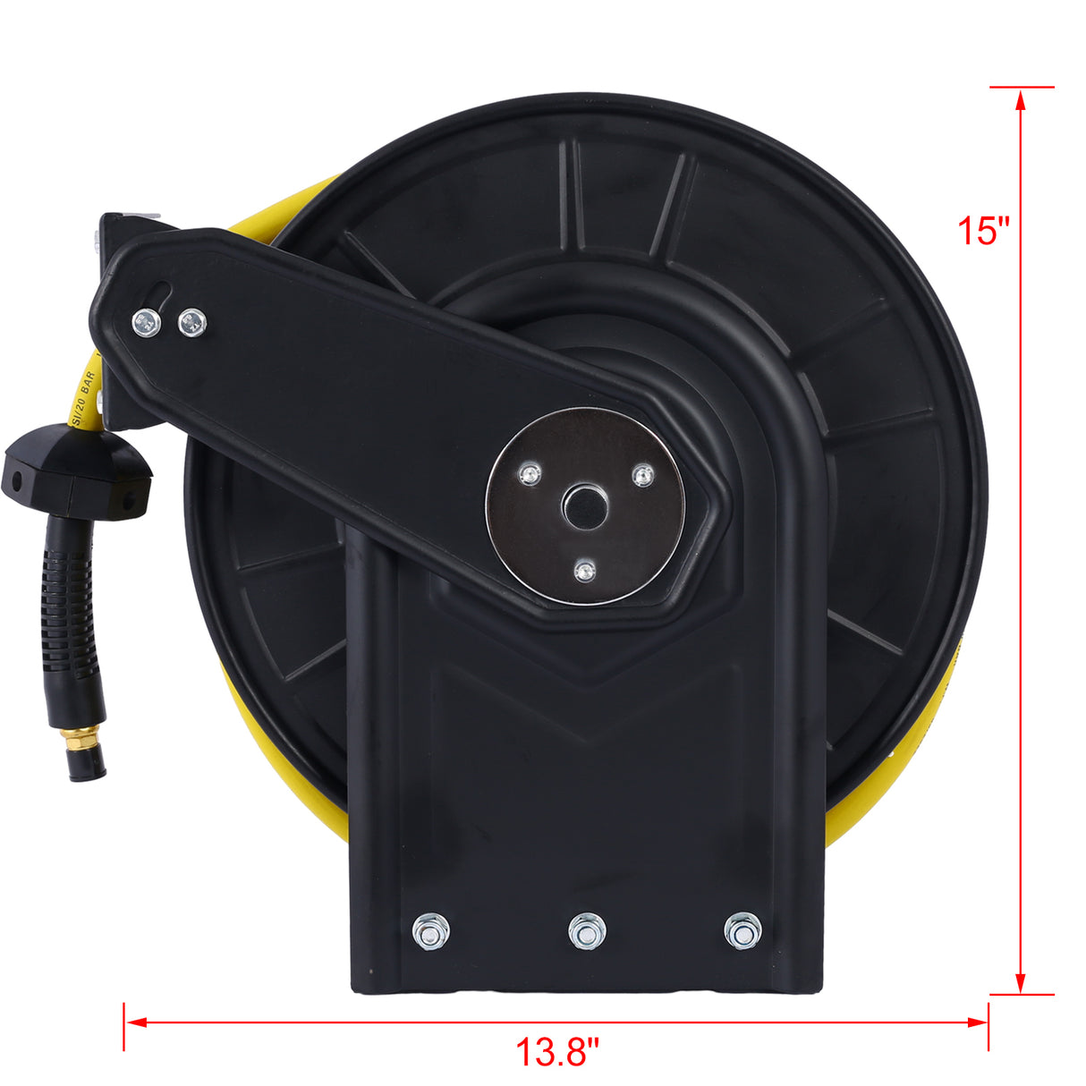 Avvolgitore d'aria retrattile da 3/8 pollici x 50 piedi Tubo flessibile in polimero ibrido flessibile commerciale Premium Max 300 PSI Telaio in acciaio resistente