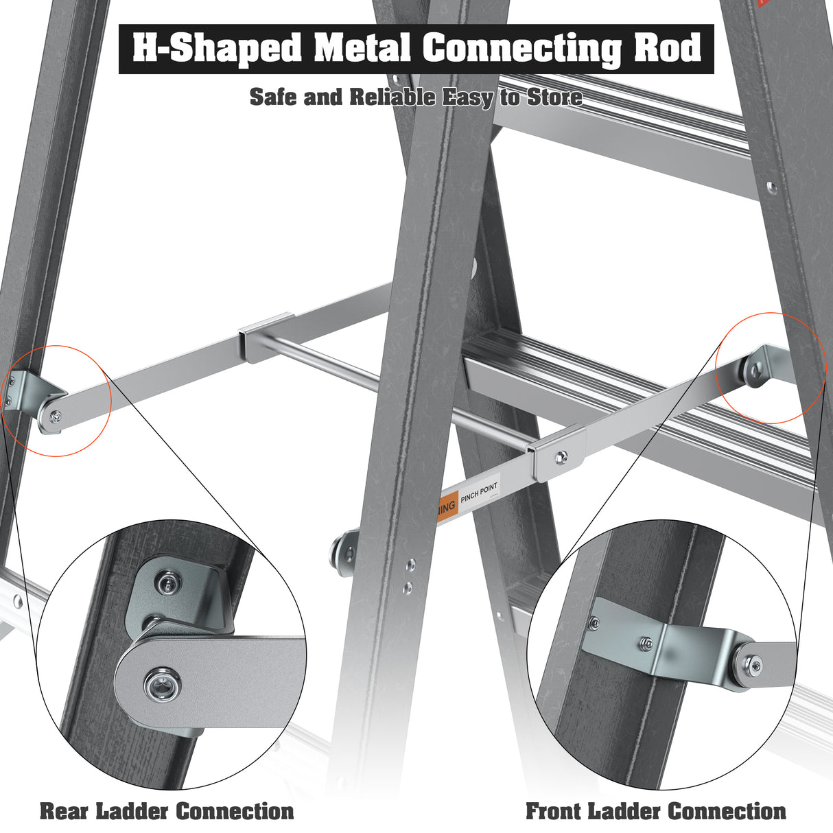 Fiberglass Step Ladder 6-foot 250lbs--Gray