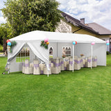 Chapiteau d'auvent de tente de fête de mariage de belvédère de jardin extérieur de 10x30 'avec 5 parois latérales amovibles-blanc