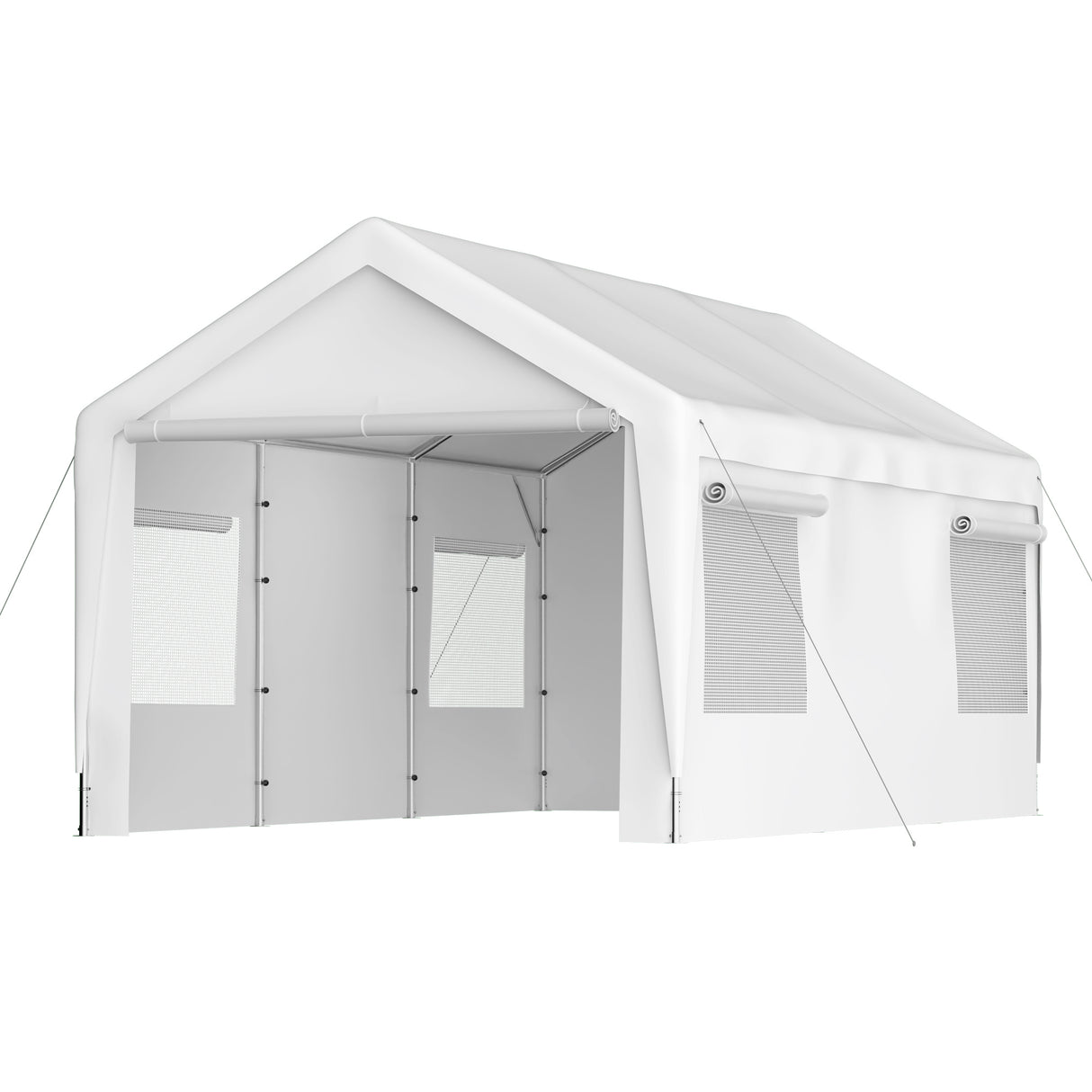 Carport Canopy 10x20 FT Heavy Duty Boat Car Garage na may Matatanggal na Sidewalls at Roll-up Ventilated na Windows White