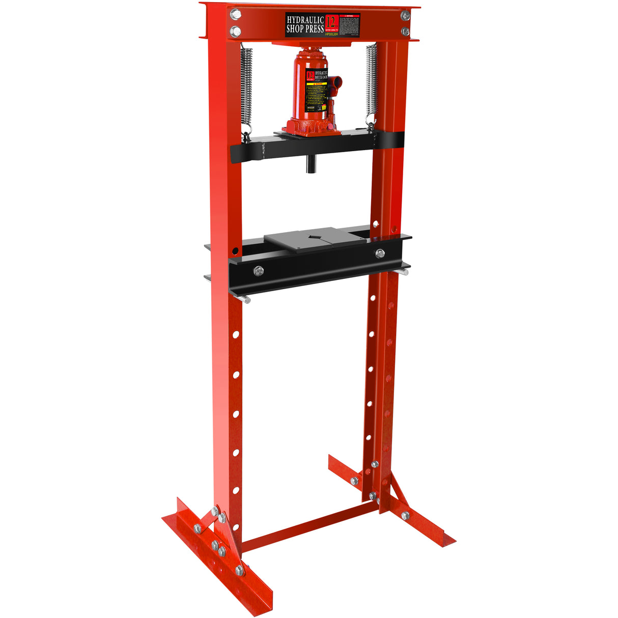 12 Ton Hydraulic Shop Floor Press Steel H-Frame na may mga Plate Adjustable Working Table Stand Jack para sa mga Gear at Bearing