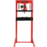 20 Ton Hydraulic Shop Floor Press Steel H-Frame with Plates Adjustable Working Table Stand Jack for Gears and Bearings Red