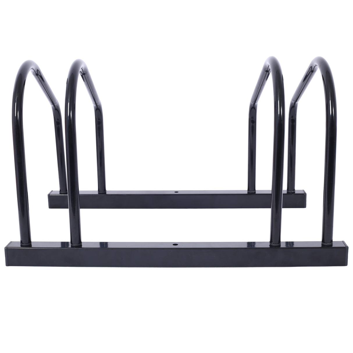 2 Bike Floor Bike Stand Parking Rack Garage Storage Indoor/Outdoor 22-28" Wheel Max Lapad ng Gulong 2.15" Black Painted