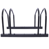 2 Bikes Floor Bike Stand Parking Rack Garage Storage Indoor/Outdoor 22-28" Wheel Max Tire Width 2.15" Black Painted