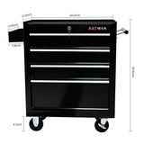 4 Drawers Multifunctional Tool Cart with Wheels Black