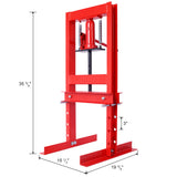 Hydraulic 6 Ton H-Frame Garage Floor Adjustable Shop Press with Plates--Red