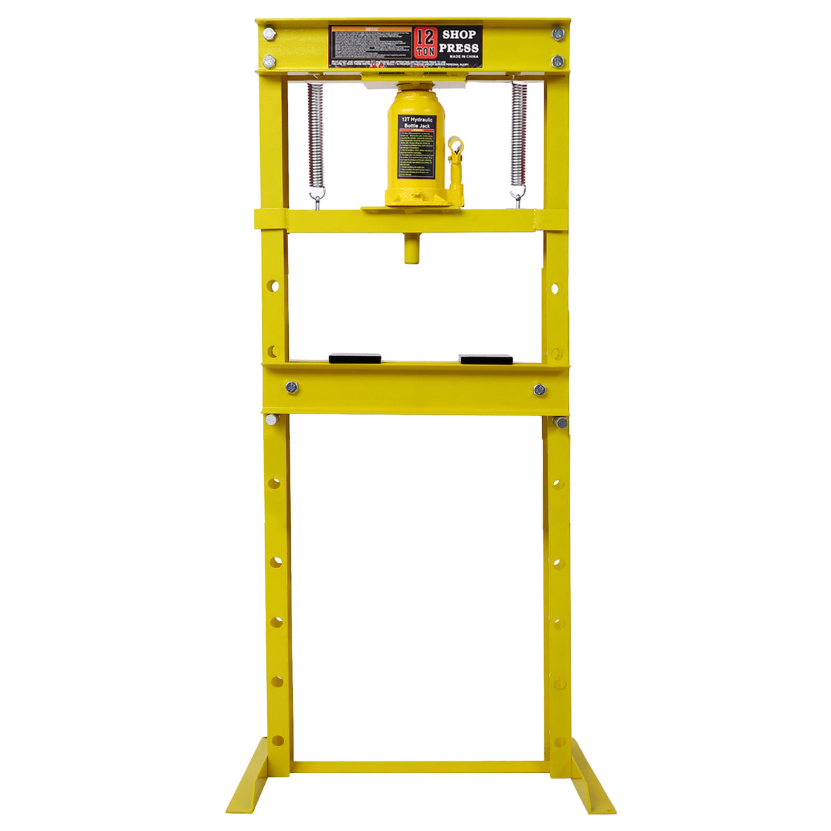 Hydraulic Shop Press 12-Ton Capacity Floor Mount na may Press Plate H-Frame Garage Floor Press Adjustable Working Table Taas-Dilaw