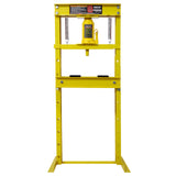 Hydraulic Shop Press 12-Ton Capacity Floor Mount with Press Plates H-Frame Garage Floor Press Adjustable Working Table Height-Yellow