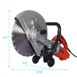 Electric 14" Cut Off Saw Wet/Dry Concrete Guide Roller na may Water Line Attachment 3000w na may Blade