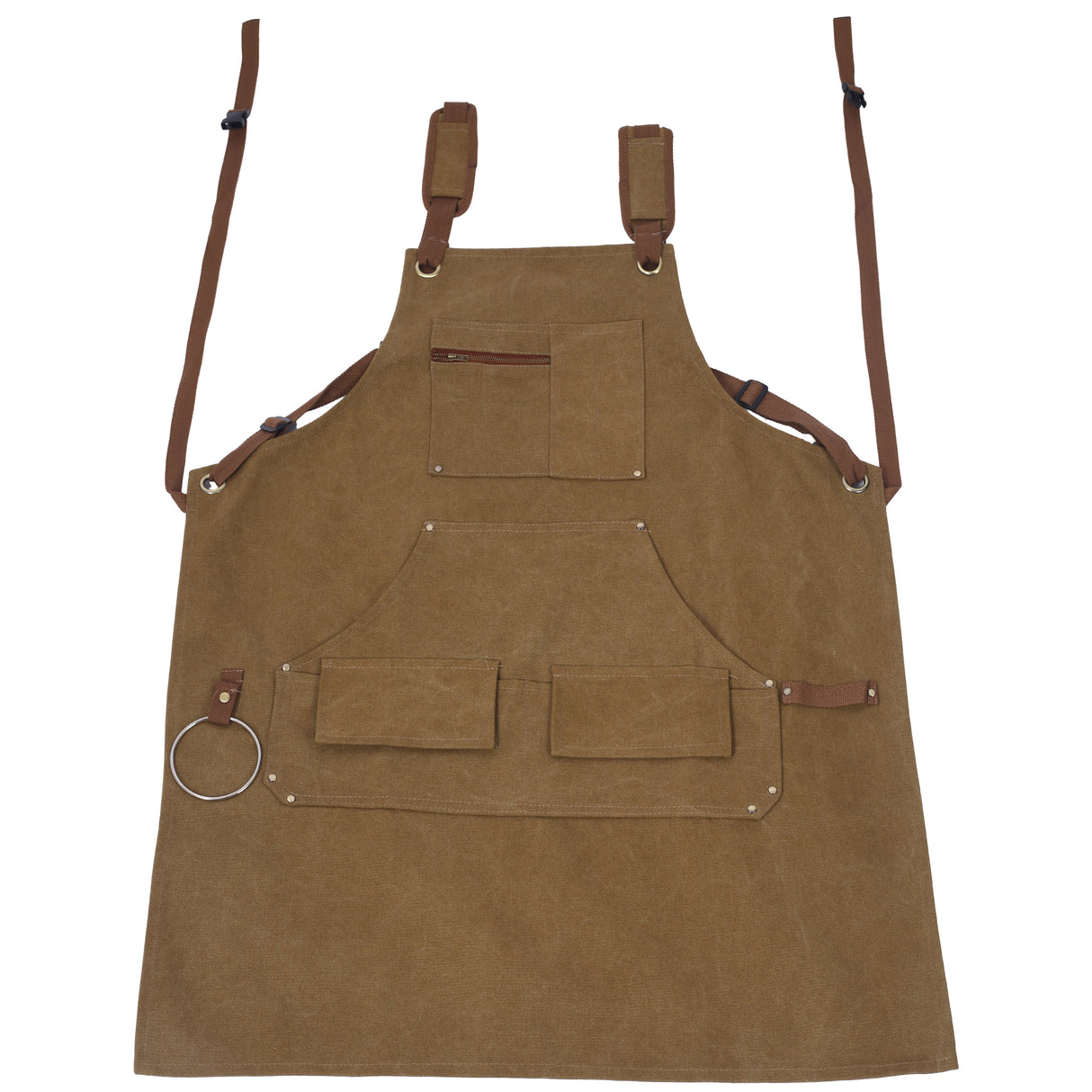 Long Heavy Duty Canvas Tool Apron Carpenter Woodworking Apron Mga Karpintero 16 Oz Ganap na Naaangkop sa Kumportableng Pagkasyahin sa Mga Lalaki at Babae na hindi na-wax