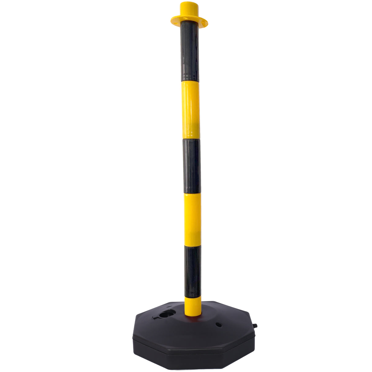 6 Pack Traffic Delineator Post Cones with Fillable Base Adjustable Safety Barrier with 5Ft Plastic Chain Outdoor and Indoor Crowd Control Stanchion for Control and Warning--Yellow+Black