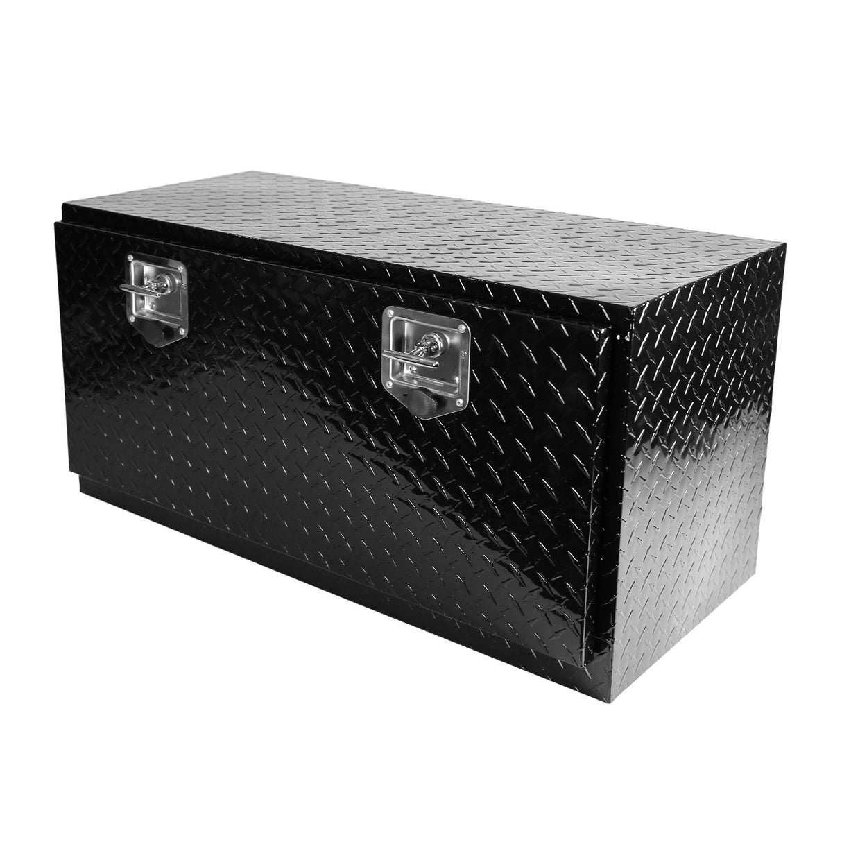 Caja de herramientas de aluminio negro resistente de 36 pulgadas para almacenamiento debajo de la carrocería del remolque del camión+cerraduras con llave de pestillo con mango en T de 36 pulgadas (36 pulgadas × 17,1 pulgadas × 17,9 pulgadas)