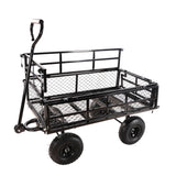 Musta Double Fence Utility Wagon Cart Puutarhakuorma-autot Polttopuut