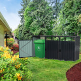 Garbage Bin Shed Stores 3 Trash Cans Metal Outdoor for Storage Stainless Galvanized Steel para sa Hardin Yard Lawn Charcoal