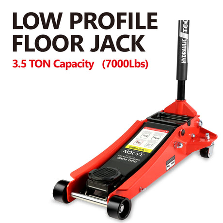 3.5 Ton Low Profile Heavy-Duty Steel Racing Floor Jack with Dual Piston Quick Lift Pump Lifting Range 4"-21"