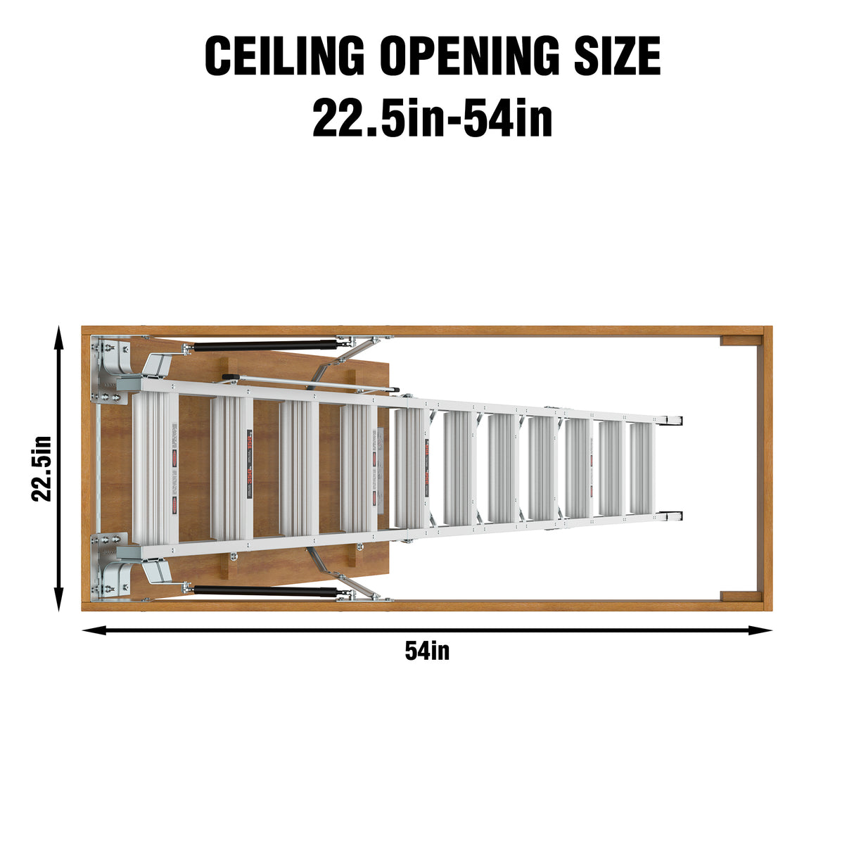 Aluminium zolderladder 350 lbs capaciteit 22 1/2" x 54" opening 7-10ft plafond - metallic grijs