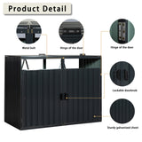 Garbage Bin Shed Stores 2 Trash Cans Metal Outdoor for Storage Stainless Galvanized Steel for Garden Yard Lawn Charcoal