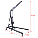 2 Ton Folding Engine Cherry Picker Shop Crane Hoist Lift Heavy Duty Steel na may 6 na Iron Caster Wheels Black