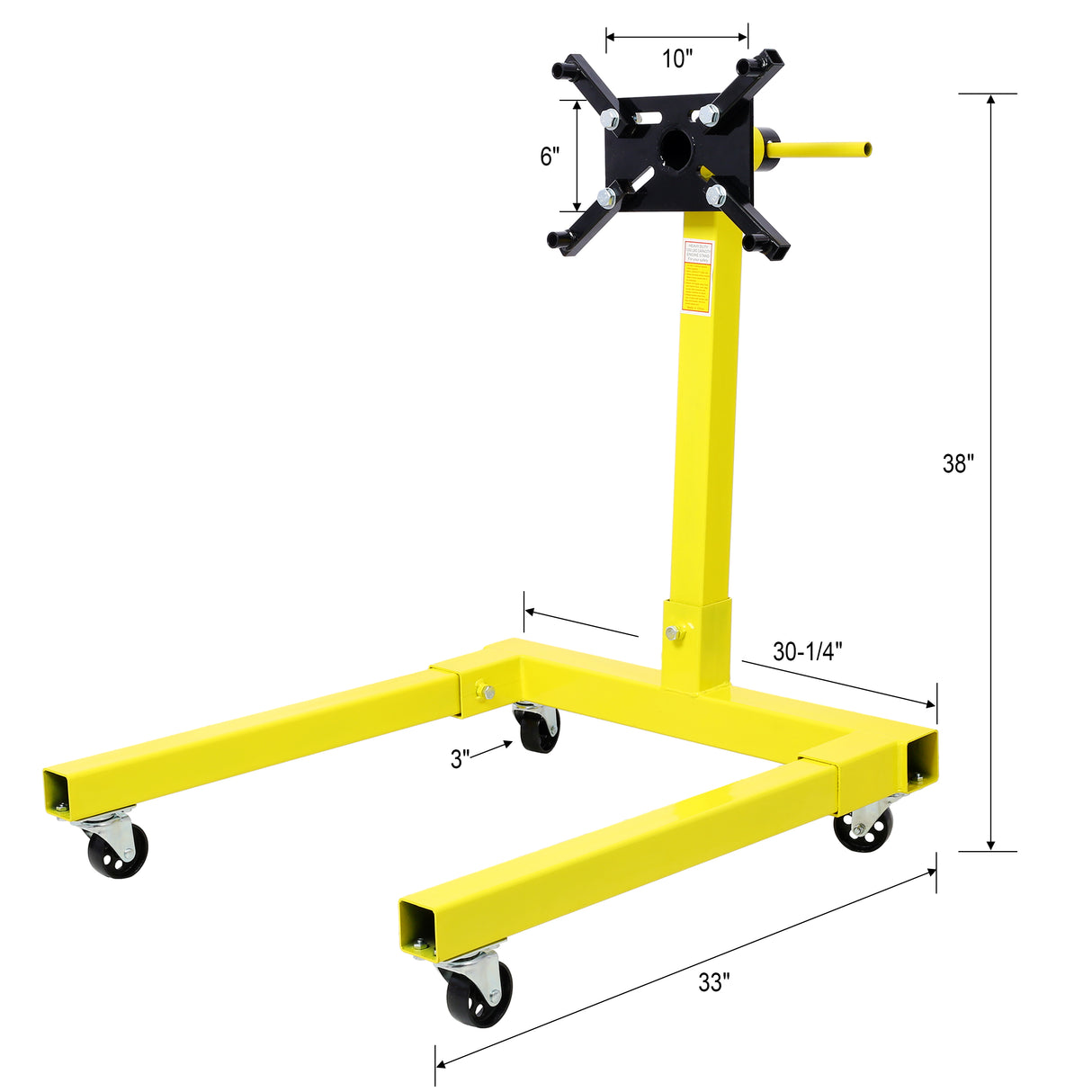 Engine Stand 1250 LBS Capacity 360 Degree Adjustable Mounting Head 4 Ball-Bearing Swivel Caster Wheels Heavy-Duty Square Steel Frame--Yellow