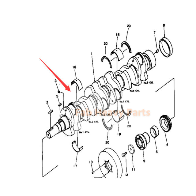 Vilebrequin 6127-31-1012 adapté au moteur Komatsu 6D155