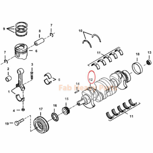 Cigüeñal 6679766 compatible con minicargadora Bobcat 843 853 1213