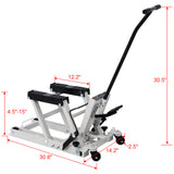 Hydraulic Motorcycle Lift Jack 1500 LBS Capacity ATV Scissor Portable Table with 4 Wheels Foot-Operated Hoist Stand with 2xtie Down Gray