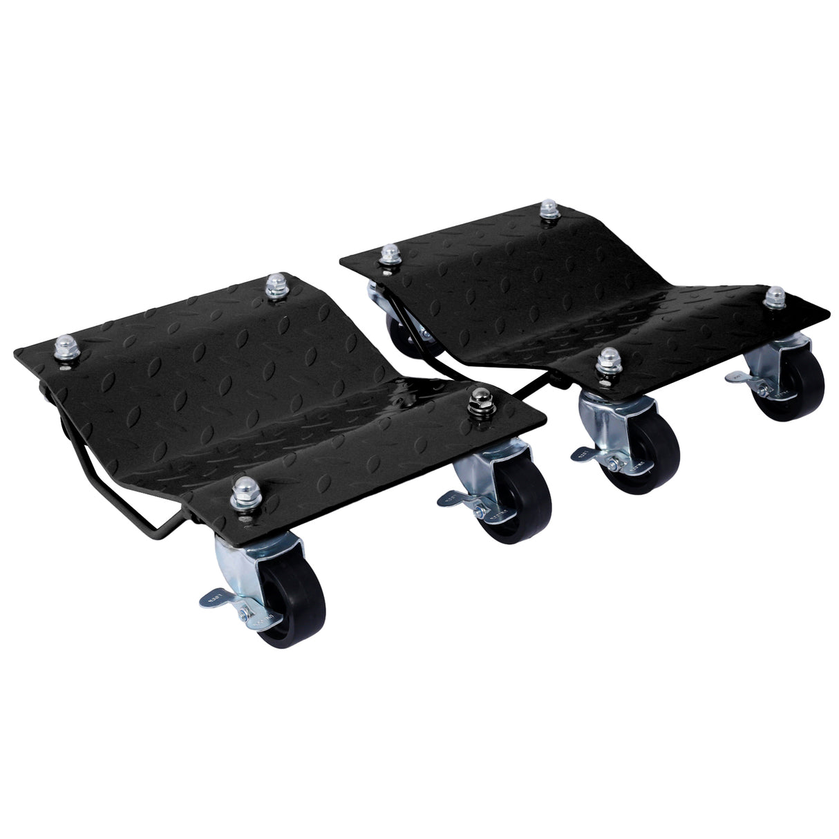 Set of 4 Heavy Duty 4 Tire Wheel Dolly Car Stakes 6000lbs Capacity--Black