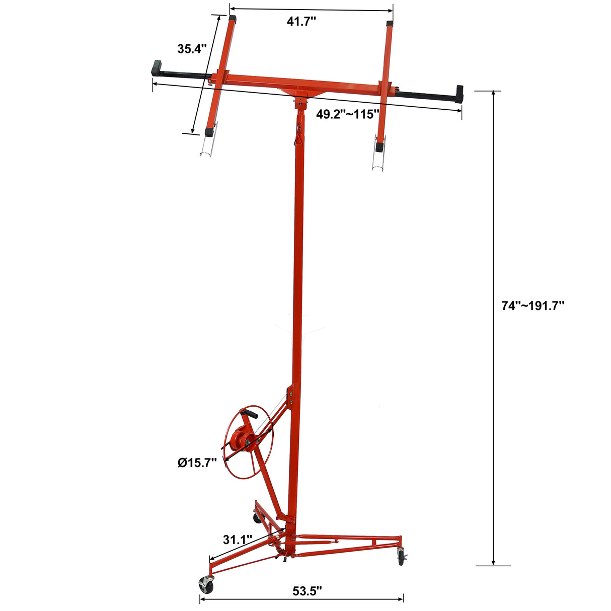 Drywall Panel Hoist Lift Rolling Jack Lifter 16ft Red