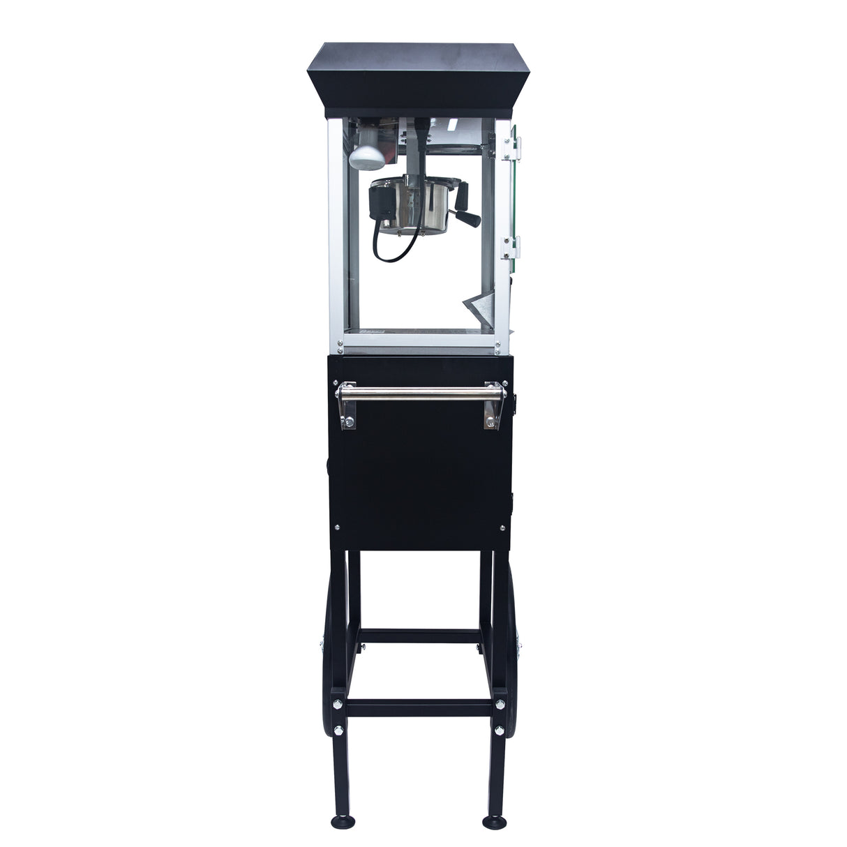 Popcorn Machine with Cart 8oz Popper with Stainless-Steel Kettle Heated Warming Deck and Old Maids Drawer Black