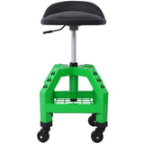 Taburete giratorio neumático de 360 ​​grados, asiento de enredadera rodante mecánico, taller rodante resistente con ruedas, capacidad de 300 libras, color verde