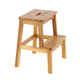 Tabouret à deux marches en bois d'acacia rectangulaire de petite taille, capacité de 250 lb