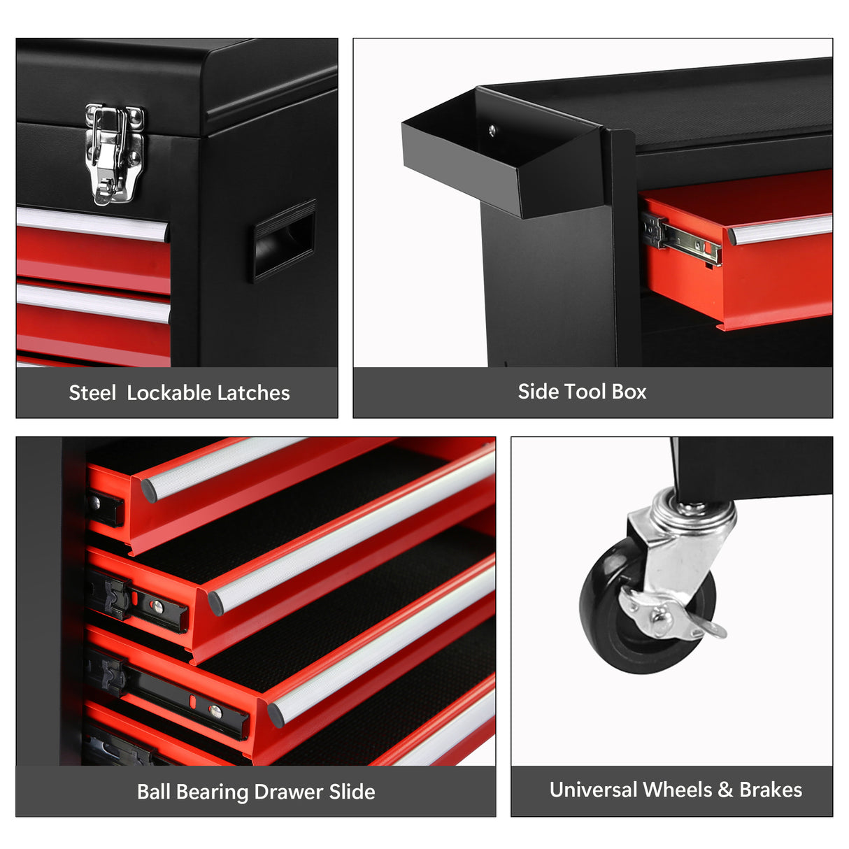 Tool Chest 5-Drawer Rolling Storage Cabinet na may Detachable Top Box Liner Universal Lockable Wheels Locking Mechanism Metal Cart para sa Garage Workshop