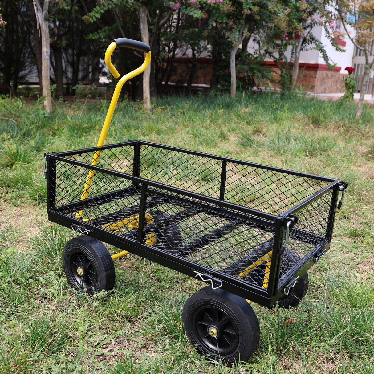 Roues solides outils chariot chariot camions de jardin Transport bois de chauffage noir jaune