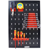 Stecktafel-Wand-Organizer, 1,2 m, Metall, Garage, Werkzeug-Organizer mit 3 Stecktafeln, Bohrer, Schraubenschlüssel, Rack-Haken, Zubehör, wandmontierte Aufbewahrung für Werkstatt, Lager, Schwarz