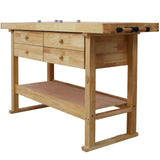 60in Wooden Workbench na may 4 na Drawers para sa Garage Workshop at Home--Natural