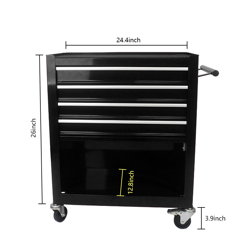 4 Drawers Multifunctional Tool Cart With Wheels Black