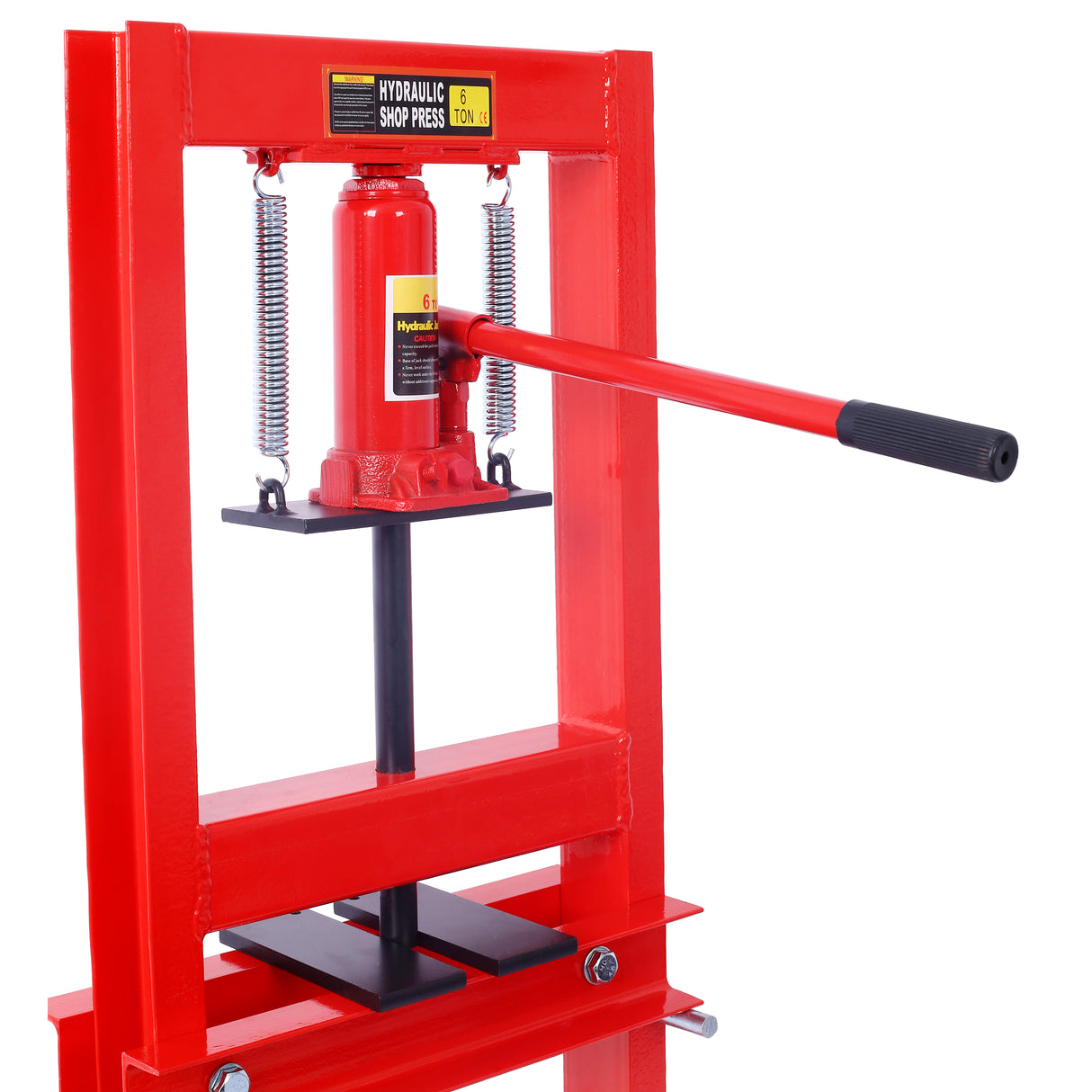 Hydraulic 6 Ton H-Frame Garage Floor Adjustable Shop Press with Plates--Red