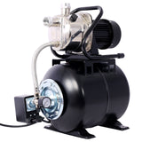 1.6HP Shallow Well Pump with Pressure Tank Garden Water Pump Irrigation Pump Automatic for Home Lawn Farm Stainless Steel Head