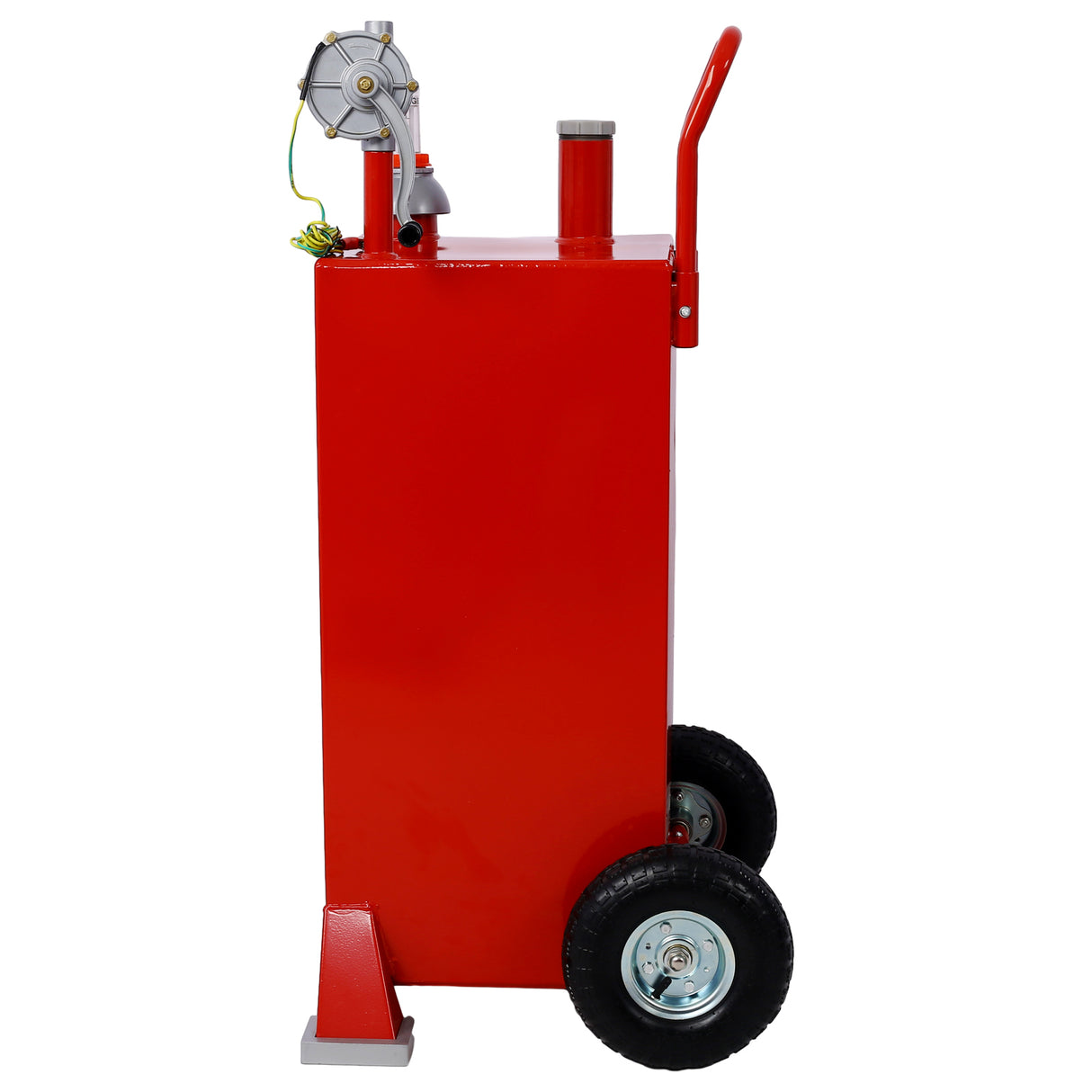 30 Gallon Gas Caddy With Wheels Fuel Transfer Tank Gasoline Diesel Can Reversible Rotary Hand Siphon Pump Storage For Automobiles ATV Car Mowers Tractors Boat Motorcycle (Red)